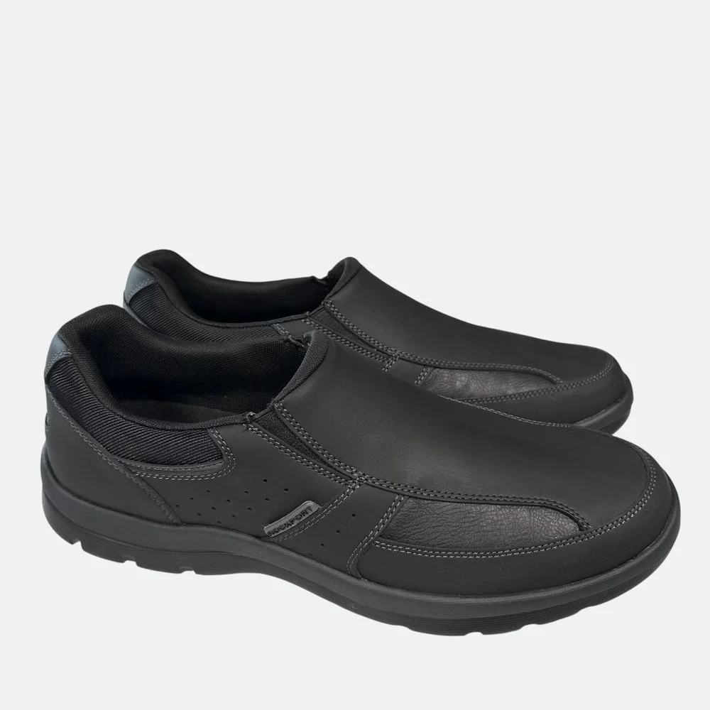 Rockport GYK Slip On Mens 13 Black Leather XCS Walking Shoes M79272